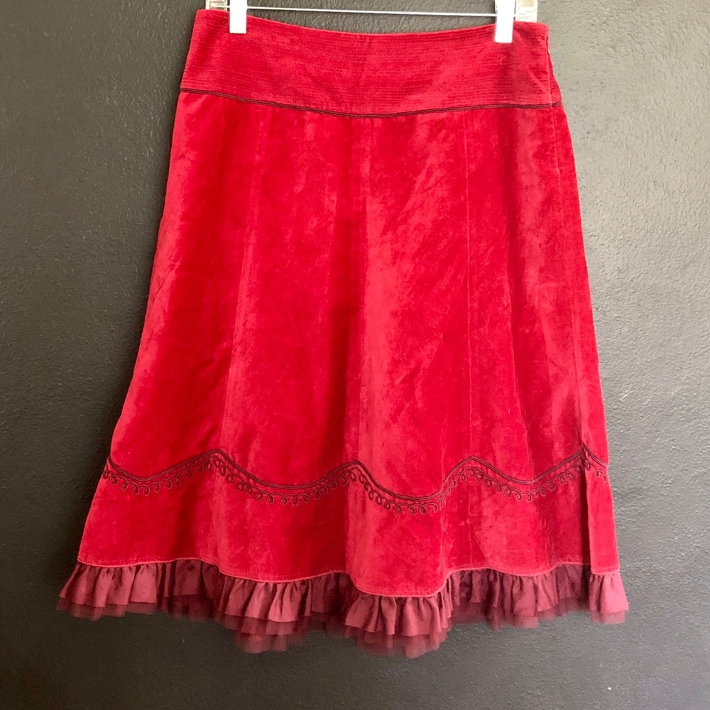 Cranberry Velvet Skirt